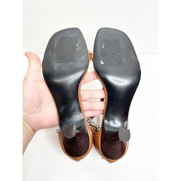 Calvin Klein Sandals Womens Size 8 Brown Chained Open Toe Heels - Picture 12 of 12